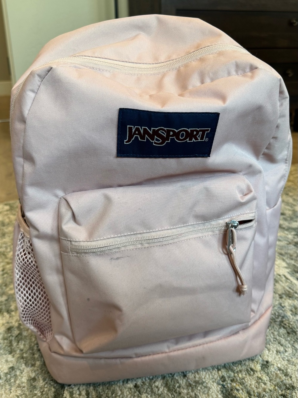 JanSport Kids Backpack in Light Pink with Navy Logo